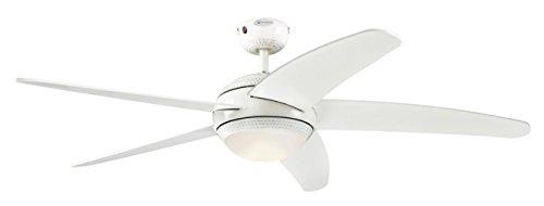 72070 Bendan LED 132 cm Deckenventilator mit fünf Flügeln, Ausführung seidenmattes Chrom mit Hammerschlag-Effekt, dimmbare LED-Leuchte mit Opalmilchglas, Fernbedienung enthalten von Westinghouse