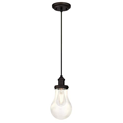 Westinghouse Lighting Einflammige Pendelleuchte, Ausführung geölte Bronze mit klarem Tropfenglas, Glas, 1 W, Tropfen-Klarglas, 14 x 14 x 160 cm, 6338340 von Westinghouse Lighting