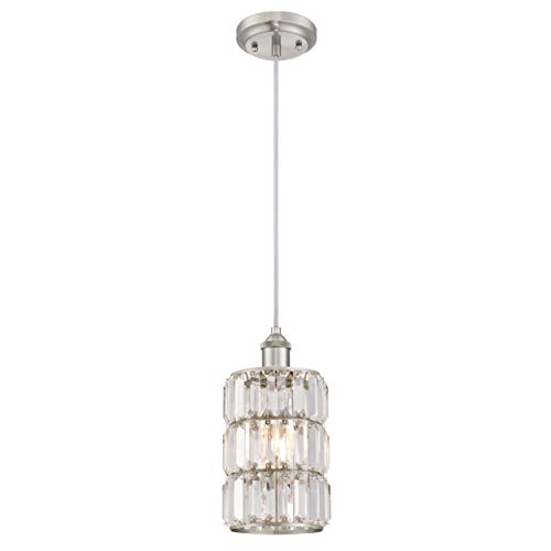 Westinghouse Lighting Einflammige Pendelleuchte, Ausführung in Gebürstetem Nickel mit Kristallprismenglas, Glas, 1 W, Brushed Nickel, 15 x 15 x 161 cm von Westinghouse Lighting