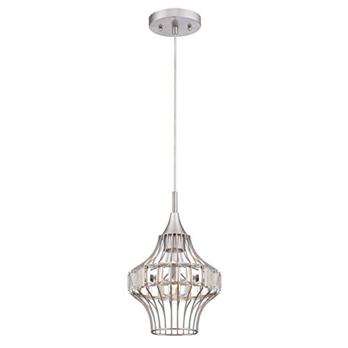 Westinghouse Lighting Pendelleuchte mit einem Licht 6363040 in gebürstetem Nickel mit Käfig-Kristallglas von Westinghouse