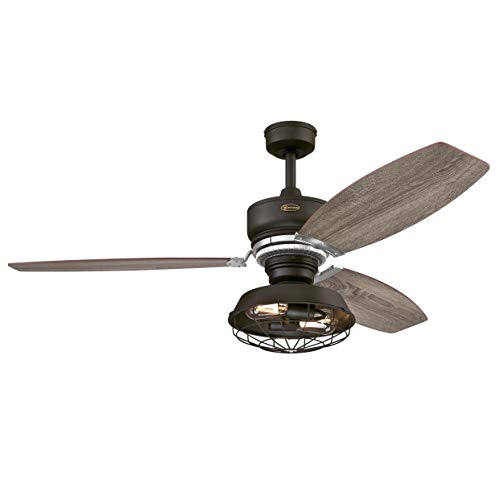 137 cm Deckenventilator Welford LED von Westinghouse Lighting mit LED-Beleuchtung und Fernbedienung, Ausführung in wettergegerbter Bronze, inkl. dimmbare LED-Leuchte, weathered bronze von Westinghouse