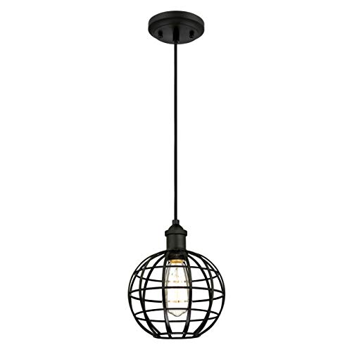 Westinghouse Lighting 61050 Pendelleuchte mit 1 Lampe, Ausführung Matt Schwarz mit rundem Käfig-Lampenschirm, 20.32 x 20.32 x 154.94 cm von Westinghouse