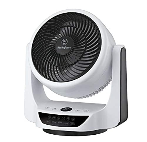73037 Cormac, mobiler 25 cm Tischventilator mit Oszillier- (Schwenk-) Funktion von Westinghouse Lighting mit Fernbedienung, Ausführung in Weiß und Schwarz von Westinghouse