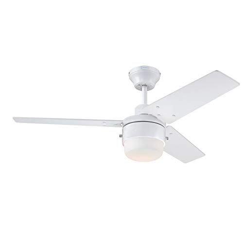 73042 Talia, moderner 105 cm Deckenventilator mit Beleuchtung von Westinghouse Lighting, Ausführung in Weiß mit Opalmilchglas von Westinghouse