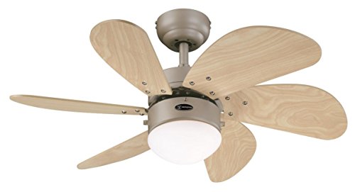Westinghouse Lighting 76 cm Deckenventilator Turbo Swirl 78158 mit Einzelleuchte und sechs Flügeln, Ausführung in Titan mit Opalmilchglas, 7815840, Titanium von Westinghouse