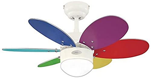 76 cm Deckenventilator Turbo II 78673 mit Einzelleuchte und sechs Flügeln, Ausführung in Weiß mit Opalmilchglas von Westinghouse Lighting