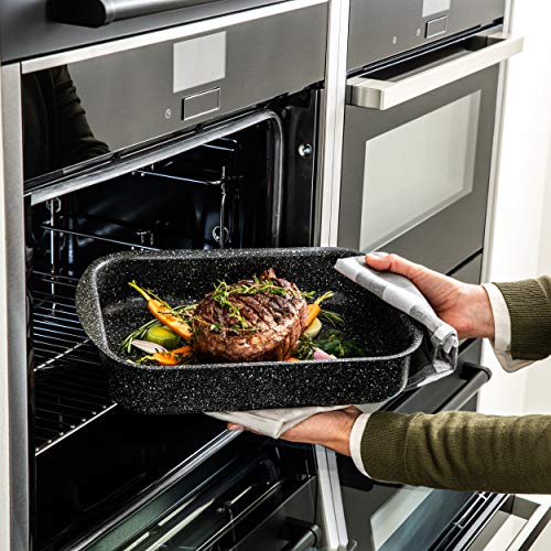 Westinghouse Black Marble Auflaufform/Bräter 35cm, 3-lagige Marmor-Antihaftbeschichtung, aus geschmiedetem Aluminium, Backofenfest, Handgerecht geformte Griffe, Spülmaschinenfest, schwarz, WHR135 von Westinghouse