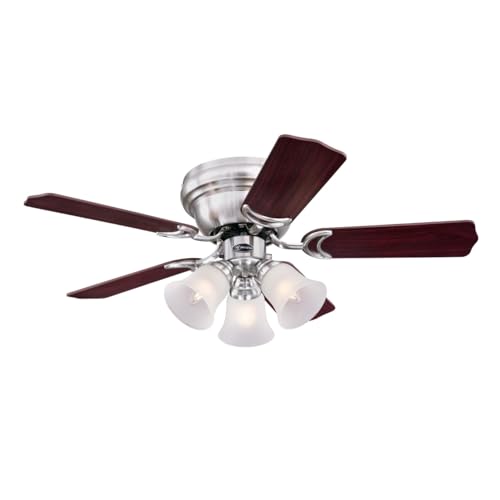 72073 Contempra Trio Deckenventilator 90 cm, gebürstetes Nickel, für den Innengebrauch, Leuchtenset mit Milchglas 72073 Contempra Trio Deckenventilator 90 cm, gebürstetes Nickel, für den Innengebrauch, Leuchtenset mit Milchglas von Westinghouse