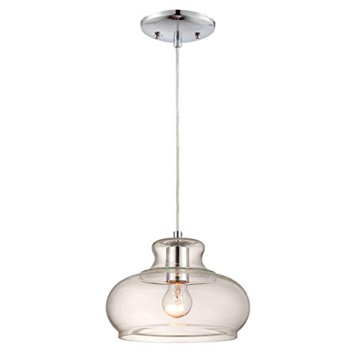 Westinghouse Lighting 63458 Pendelleuchte mit 1 Lampe, Ausführung Chrom mit Klarglas Lampenschirm von Westinghouse