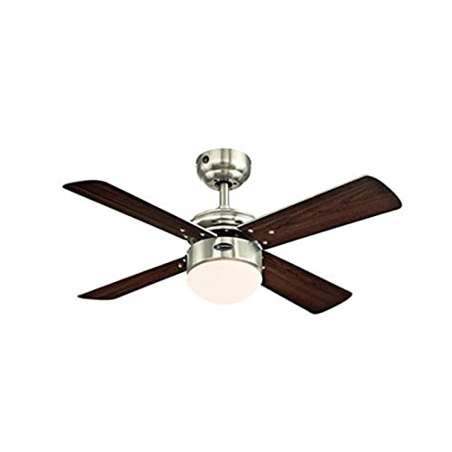 72417 Colosseum LED-Deckenventilator 90 cm mit gebürstetem Nickel, für den Innengebrauch, dimmbares Leuchtenset mit Opalmilchglas von Westinghouse Lighting