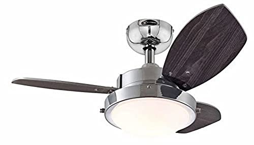 76 cm Deckenventilator Wengue 78763 mit Einzelleuchte und drei Flügeln, Ausführung in Chrom mit Opalmilchglas von Westinghouse Lighting