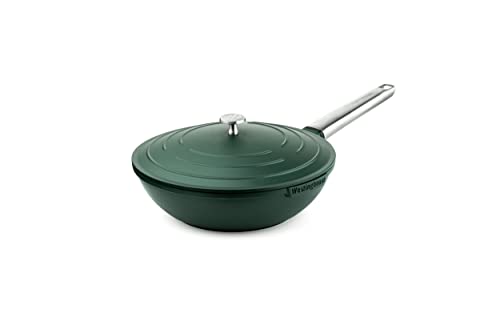 Westinghouse PERFORMANCE SERIES Wok Pfanne mit Deckel, Beschichtete Pfanne 28 cm mit Edelstahl-Griff, Bratpfanne Induktion, Für jeden Herd, Non Stick Pan, Ofenfest & Spülmaschinenfest, Grün von Westinghouse