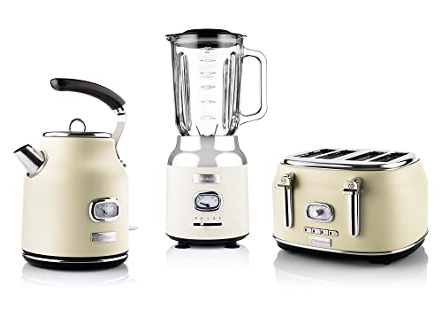 Westinghouse Retroline Frühstück-Set Weiß, Toaster, Standmixer & Wasserkocher, 1.7 Liter, Kalkfilter & Überhitzungsschutz, Vier Schlitz Toaster mit Brötchenaufsatz, Standmixer 3 Geschwindigkeiten Westinghouse Retroline Frühstück-Set Weiß, Toaster, Standmixer & Wasserkocher, 1.7 Liter, Kalkfilter & Überhitzungsschutz, Vier Schlitz Toaster mit Brötchenaufsatz, Standmixer 3 Geschwindigkeiten von Westinghouse