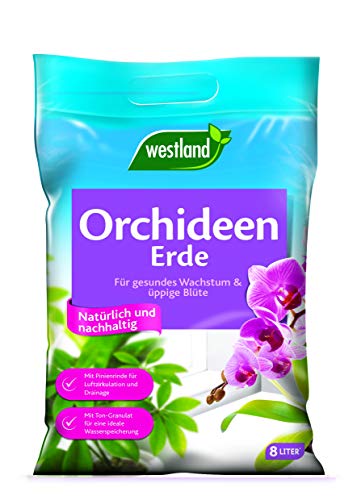 Westland Orchideen Erde, 8 l – Blumenerde für gesundes Wachstum, Pinienrinde und Tongranulat für eine ideale Wasser- und Nährstoffverteilung von Westland