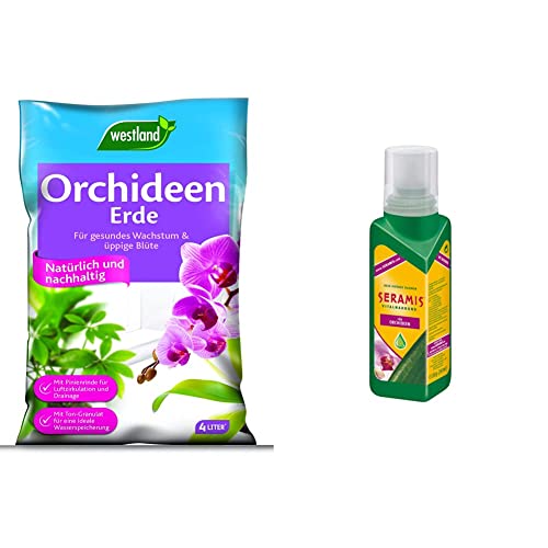 Westland Orchideen Erde, 4 l – Blumenerde für gesundes Wachstum, Pinienrinde und Tongranulat & Seramis Vitalnahrung für Orchideen, 200 ml – Düngemittel für optimales Wachstum von Orchideen von Westland