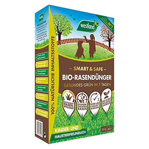 Westland Smart & Safe Bio-Rasendünger, 2,8 kg, 80 m² – Gartendünger für dichten Rasen, Rasen-Granulat unbedenklich für Kinder und Haustiere von Westland