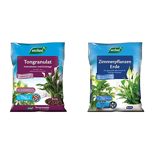Westland Tongranulat, 5 l & Zimmerpflanzen Erde, 4 l – Erde mit Tongranulat für ein gesundes Wachstum, Blumenerde für eine ideale Wasser- und Nährstoffverteilung Westland Tongranulat, 5 l & Zimmerpflanzen Erde, 4 l – Erde mit Tongranulat für ein gesundes Wachstum, Blumenerde für eine ideale Wasser- und Nährstoffverteilung von Westland