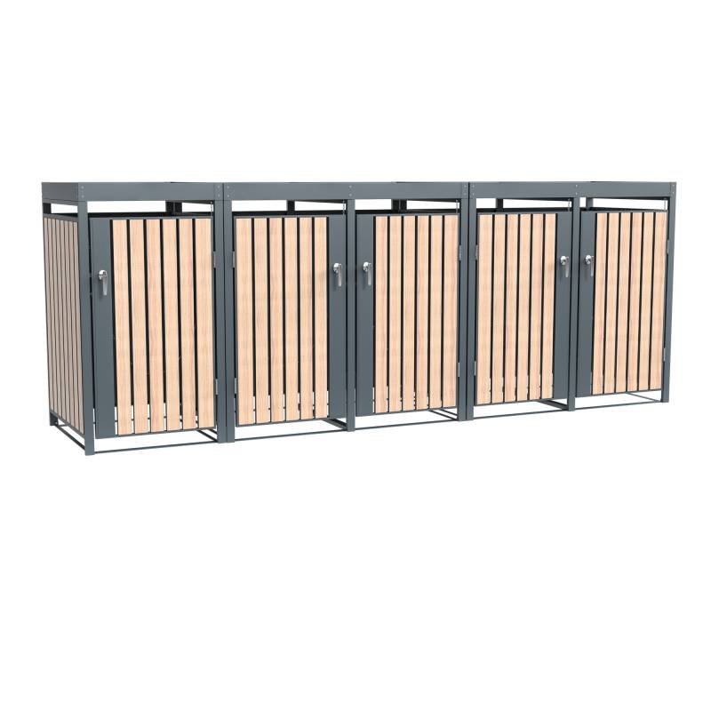 Westmann Mülltonnenbox 'Planta' bepflanzbar anthrazit/Holzoptik 84 x 332 x 124 cm von Westmann