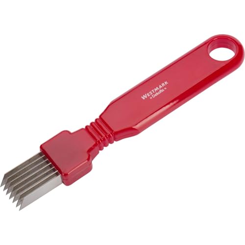 Westmark Gurkenverzierer/-schneider mit 7 Klingen, Länge: 16,3 cm, Rostfreier Edelstahl/Kunststoff, Dekofix, Rot/Silber, 51242260 von Westmark