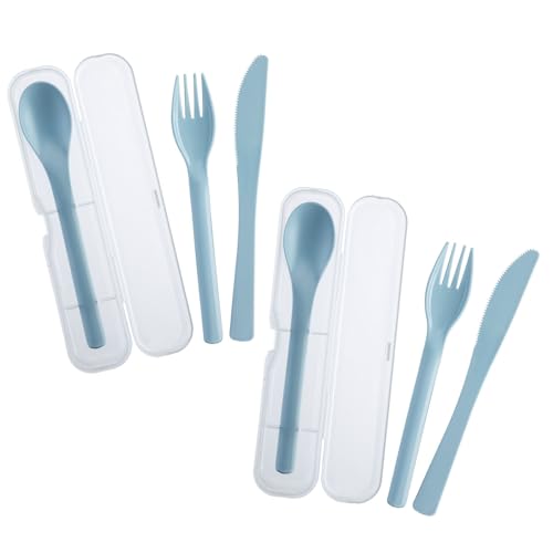 Westmark 2 Besteck-Sets je 3-teilig – praktisches Besteck-Set mit Messer, Gabel und Esslöffel in Mitnahmebox, ideal für Camping, festival und Picknick – BPA-frei - Blau von Westmark