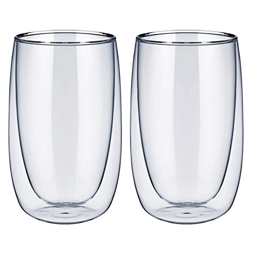 Westmark 2 Doppelwandige Latte Macchiato Thermogläser, 400 ml, aus hitzebeständigem Borosilikatglas mit Isolierfunktion, mundgeblasen, Abmessungen: ø 9 x 14 cm, Klar, 24962260 von Westmark