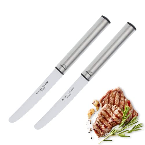 Westmark Steakmesser - 2er Set Küchenmesser mit Wellenschliff - 12cm Klingenlänge - Vespermesser aus 100% rostfreiem Edelstahl - Auch ideal als Brötchenmesser geeignet - (silber/schwarz) von Westmark