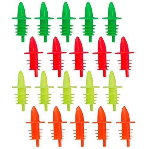 Westmark 20 Spirituosen-/Essig-/Öl-Ausgießer für Flaschen, Dosierer mit Luftröhrchen, Kunststoffkorken, Jet-Pour, Farbig sortiert/Neonfarbig, 4110221Y, Bunt von Westmark