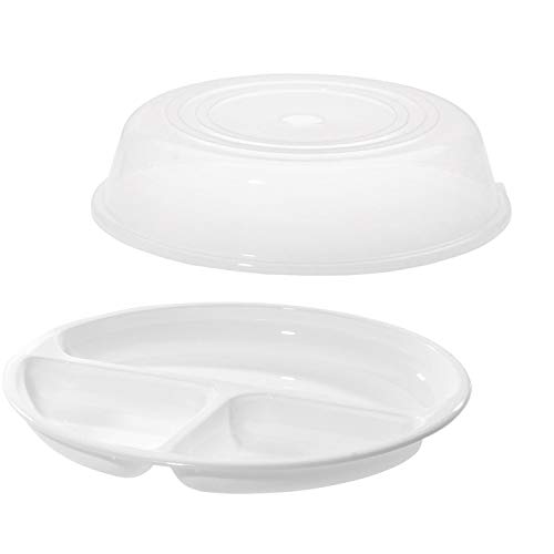 Westmark Mikrowellen-Set, 2tlg., Menüteller und Abdeckhaube, ø je 25 cm, Kunststoff, Weiß/Transparent, 224022E6 von Westmark