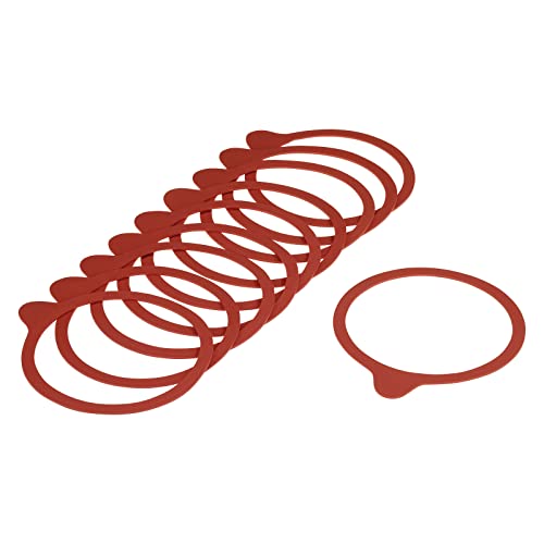 Westmark 10 Einkoch-Gummiringe mit Lasche für Einmach-/Weckgläser, Größe: 112 x 128 mm, Rot, 40242251 von Westmark
