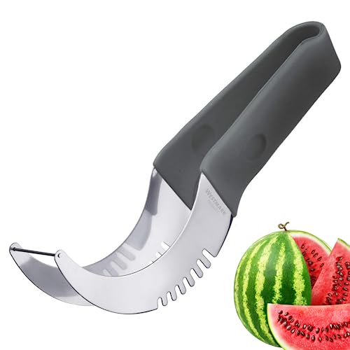 Westmark Melonenschneider Hook - hakenförmige Schneideklinge aus 100% rostfreien Edelstahl- 11cm Klingenlänge - 5 Jahre Garantie - auch als Servierzange einsetzbar (Schwarz/Silber) von Westmark