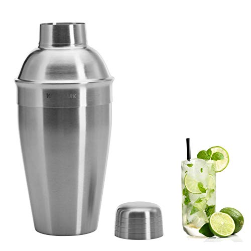 Westmark Cocktailshaker mit integriertem Sieb und Deckel, Füllvolumen: 0,5 Liter, Rostfreier Edelstahl, Silber/Gebürstet, 62812260 von Westmark