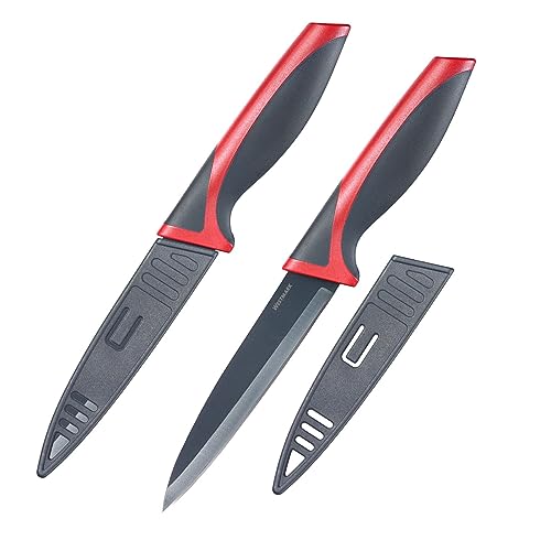 Westmark Allzweck-/Gemüsemesser, 2 Stück, Klingenlänge: je 12 cm, mit Klingenschutz, Rostfreier Edelstahl/Kunststoff, Anthrazit/Rot, 145322E3 Westmark Allzweck-/Gemüsemesser, 2 Stück, Klingenlänge: je 12 cm, mit Klingenschutz, Rostfreier Edelstahl/Kunststoff, Anthrazit/Rot, 145322E3 von Westmark