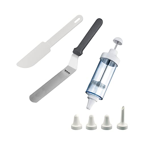 Westmark Back-Set, 3-tlg.: 1 Garnierspritze mit 5 Tüllen, 1 Winkelpalette, 1 Kuchenlöser, Kunststoff/Rostfreier Edelstahl, Transparent/Schwarz/Weiß, 311522E6 von Westmark