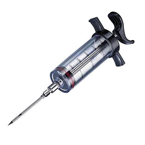 Westmark Marinierspritze mit abnehmbarer Nadel, Länge: 22,5 cm, Mit Skala bis 1,5 oz/50 ml, Kunststoff/Rostfreier Edelstahl, Transparent/Schwarz, 61422280 von Westmark
