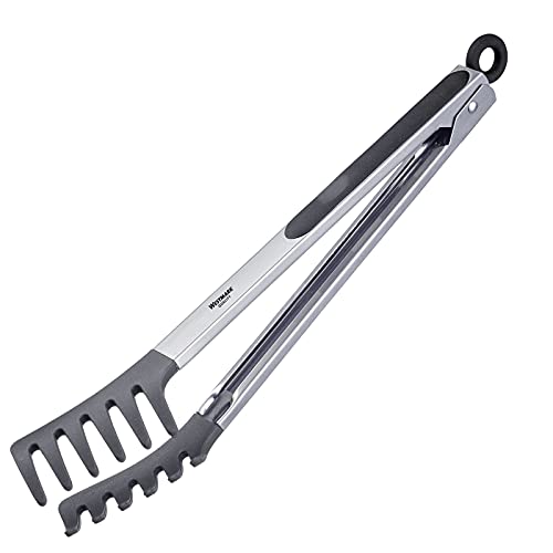 Westmark Buffetzange, Mit Gabellaffen aus Silikon und gummierten Griffen, Länge: 32,5 cm, Rostfreier Edelstahl/Kunststoff/Silikon, Fork Silicone Maxi, Silber/Schwarz, 16222270 von Westmark