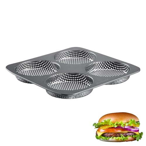 Westmark Burger Brötchen Backform, Für 4 Burger Buns, Ø je 12 cm, Stahl, antihaft-beschichtet, Big, Anthrazit, 32702260 von Westmark