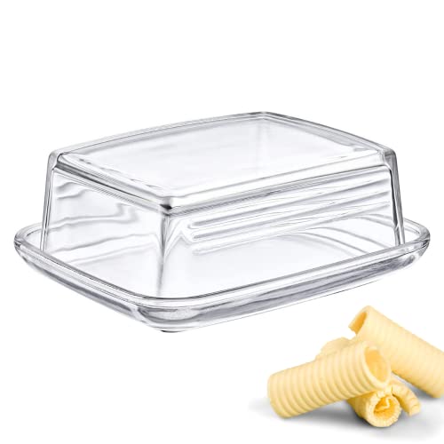 Westmark Butterdose Glas - ideal zum Servieren und Aufbewahren - spülmaschinenfest - spezieller Relief für sicheres greifen (Glas) von Westmark