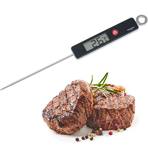 Westmark Einstichthermometer, Messbereich: 0 °C bis +200 °C/ 32 °F bis +392 °F, Rostfreier Edelstahl/Kunststoff, Silber/Schwarz/Rot, 12782280 von Westmark