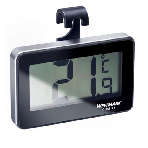 Westmark Digitales Kühlschrankthermometer, Zur Messung im Raum oder im Kühlschrank, Kunststoff/Glas, Silber/Schwarz, 52152280 von Westmark