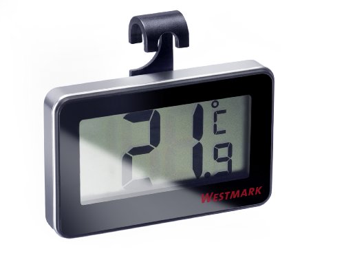 Westmark Digitales Kühlschrankthermometer, Zur Messung im Raum oder im Kühlschrank, Kunststoff/Glas, Silber/Schwarz, 52152280 von Westmark