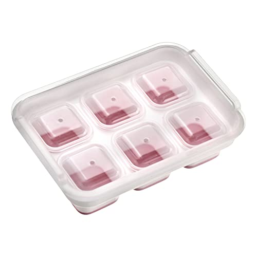 Westmark Eiswürfelbereiter Cube – Eiswürfelform mit Deckel, zum Herstellen von 6 großen Eiswürfeln, Transparent/Rot/Weiß – Kunststoff, BPA-frei von Westmark