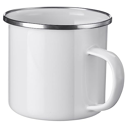 Westmark Emaille-Tasse – leichter Becher für Unterwegs, ideal beim Camping, Wandern und Picknick, Emaillegeschirr für Gaskocher und Elektroherd – Stahl, Weiß, 350 ml von Westmark