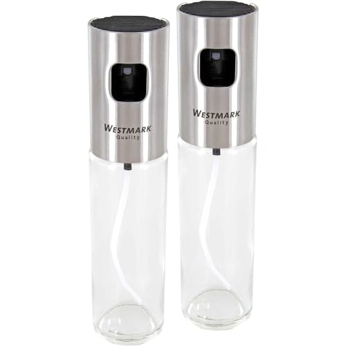 Westmark Essig- und Ölsprüher-Set, Mit Pump-Sprühkopf, Füllvolumen: je 100 ml, Höhe: 18 cm, Rostfreier Edelstahl/Glas, Farbe: Silber/Klar, 24362260 von Westmark