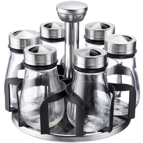 Westmark Gewürz-Organizer Lissabon – Praktisches 7-teiliges Gewürzstreuer-Set mit Rondell, rund, drehbar mit großem Tragegriff, Gewürzgläser à 125 ml von Westmark