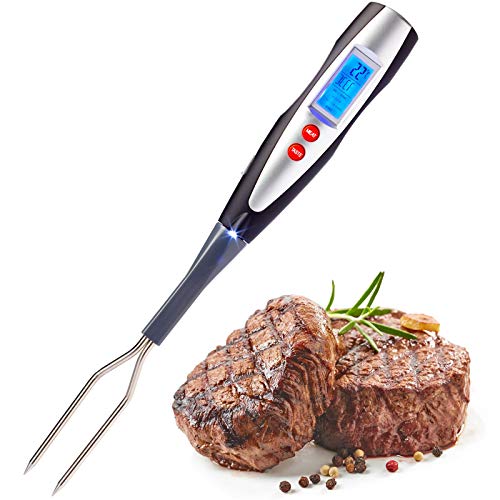 Westmark Braten- und Grillgabel mit Thermometer, Mit LED-Anzeige und Taschenlampe, Länge: 38,5 cm, Rostfreier Edelstahl/Kunststoff/Silikon, Silber/Schwarz/Rot, 15042280 von Westmark