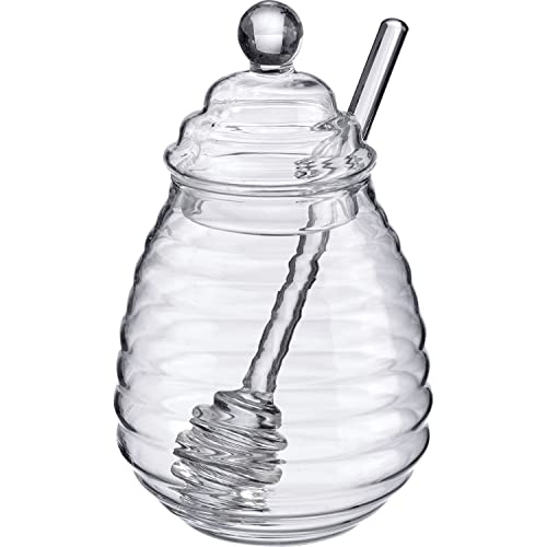Westmark Honigglas, Hochwertiges Borosilikatglas, Mit Deckel und Honiglöffel, Fassungsvermögen: ca. 400 ml, Glas, Melli, Transparent, 65142260 von Westmark