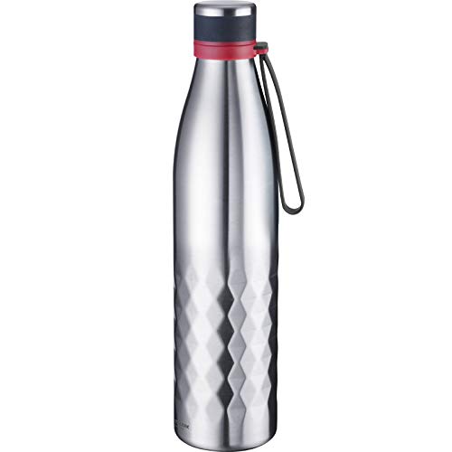 Westmark Isolier-/Thermo-Trinkflasche, hält 8 Std. warm/kalt, kohlensäurefest, 1000 ml, Rostfreier Edelstahl/Silikon/Kunststoff, BPA-frei, Viva, Silber/Rot, 5284226S von Westmark