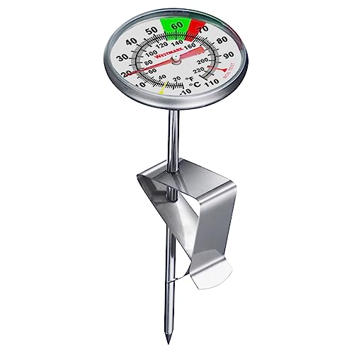 Westmark Milch-Thermometer – praktisches Küchenthermometer zum optimalen Aufschäumen von Milch, leckerer Milchschaum für Kaffee, Barista-Thermometer mit Clip – Edelstahl von Westmark