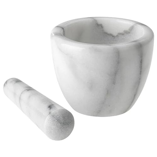Westmark Mörser mit Stößel aus Marmor, Hoch, Innendurchmesser: ca. 7,5 cm, Gourmet, Weiß/Grau, 69592260 von Westmark
