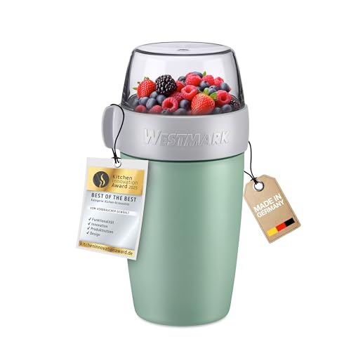 Westmark Müslibecher – praktischer Joghurtbecher to go, Becher ideal für Müsli, Suppe, Porridge oder Joghurt, Mikrowellen- und Tiefkühler-geeignet – 700 ml, BPA-frei, Grün von Westmark